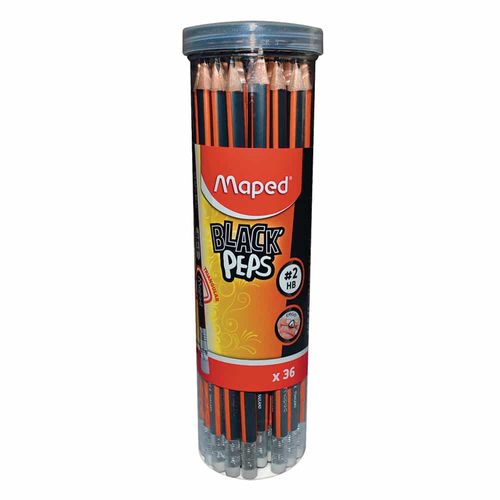 Lápiz con Goma Número 2 Triangular con 36 Piezas Black Peps Maped