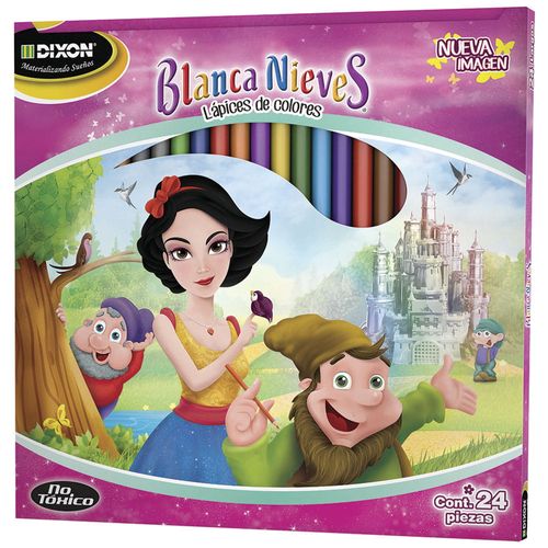 Lápices de Colores Caja con 24 Piezas Largos Redondos Blanca Nieves