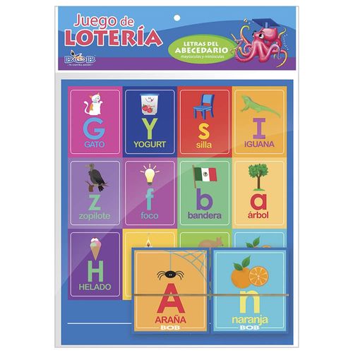 Juego de Lotería Didáctica Letras Bob