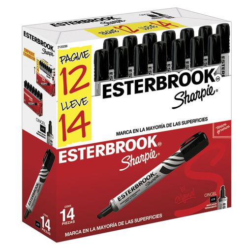 Marcador Permanente Grueso Negro Caja con 14 Piezas Esterbrook