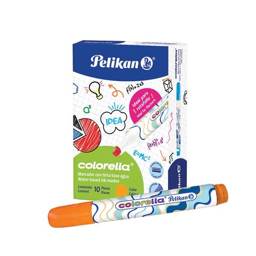 Marcador Para Colorear Grueso Naranja Caja con 10 Piezas Colorella Pelikan