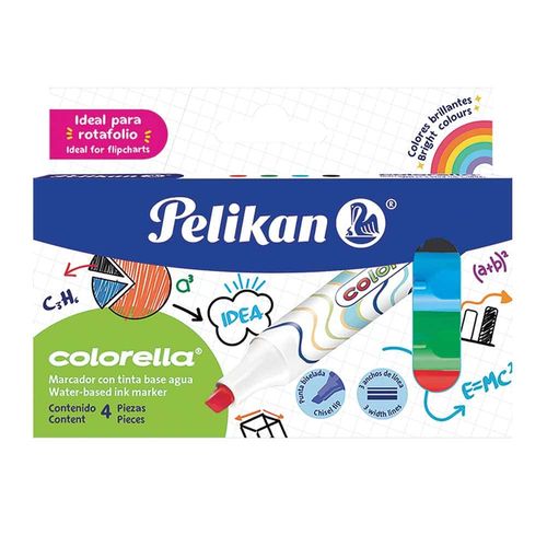 Marcador Para Colorear Grueso Colores Surtidos Estuche con 4 Piezas Colorella Pelikan