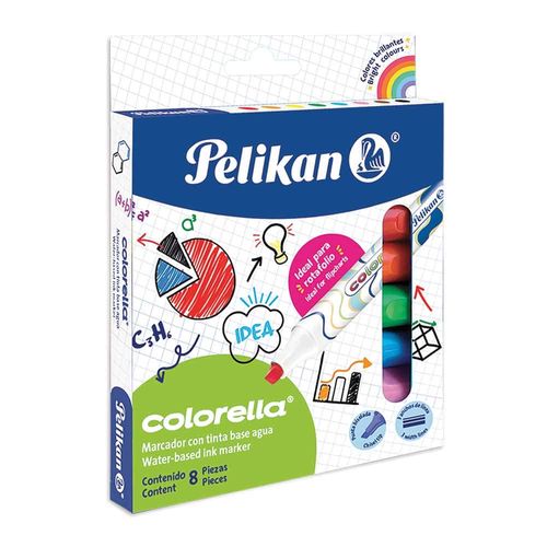 Marcador Para Colorear Grueso Colores Surtidos Caja con 8 Piezas Colorella Pelikan