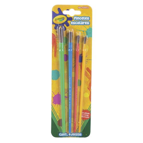 Pincel Escolar de Plástico Blíster con 4 Piezas Crayola