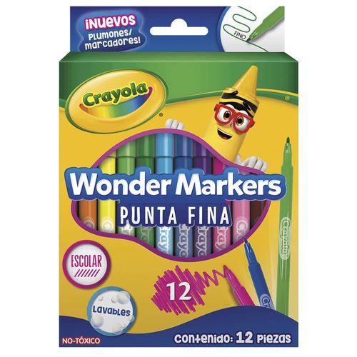 Marcador para Colorear Delgado Caja con 12 Piezas Wonder Markers Crayola