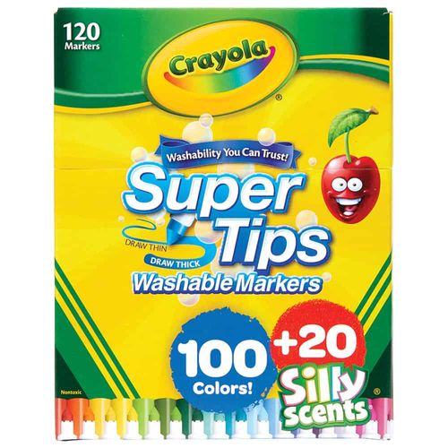 Marcador para Colorear Delgado Lavable Estuche con 100 Colores + 20 Colores con Aroma Supertips Crayola 58-5120