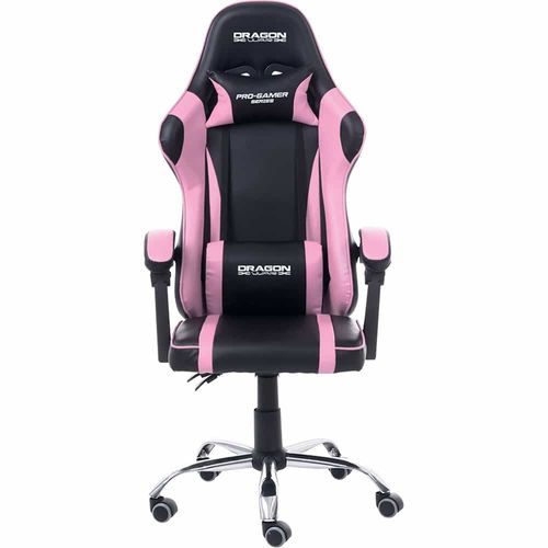 Silla Gamer Ergonomica Rosa con Negro Reclinable Desde 125 kg Dragon