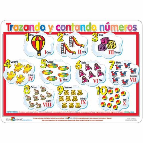 Mantel Educativo Trazando y Contando Números Educativity