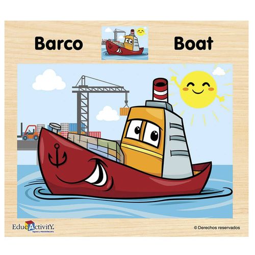 Rompecabezas de Madera Barco con 12 Piezas Educativity