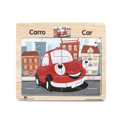 Rompecabezas de Madera Carro con 12 Piezas Educativity