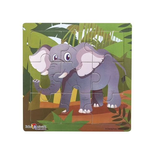 Rompecabezas de Madera Elefante con 9 Piezas Educativity
