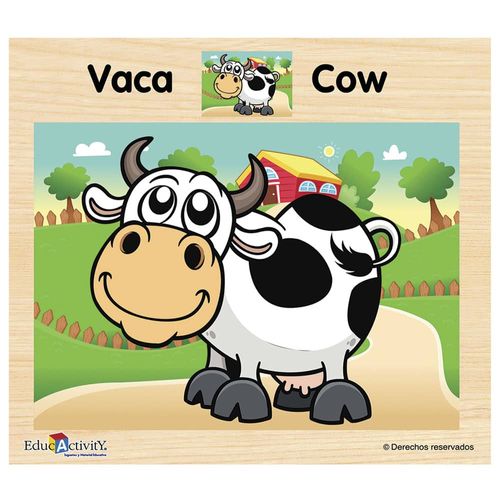 Rompecabezas de Madera Vaca con 12 Piezas Educativity