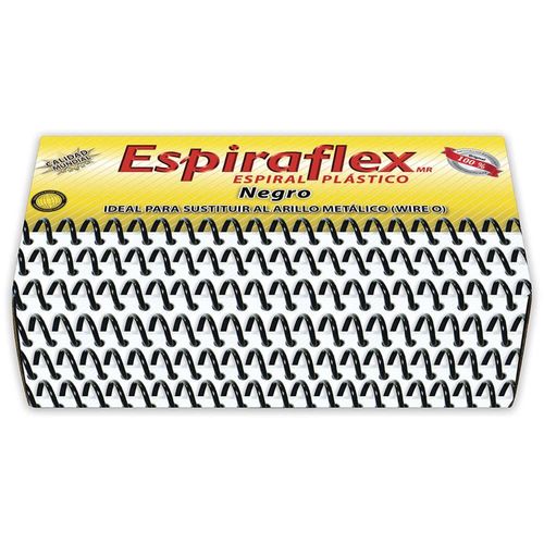 Espiral de Plástico de 21 mm (7/8) Negro con 36 Piezas Espiraflex