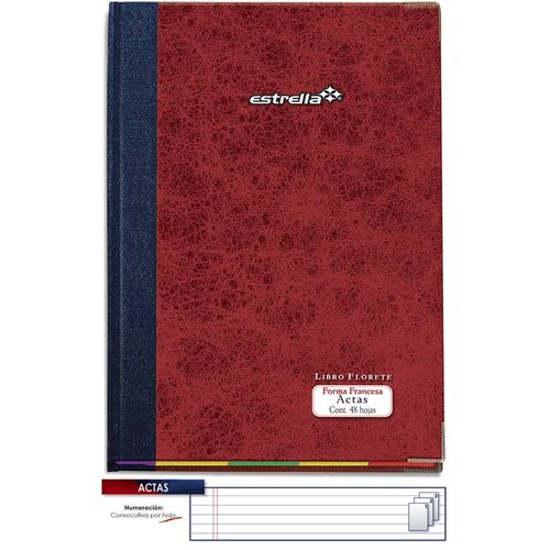Libro Florete Actas con 48 Hojas Estrella