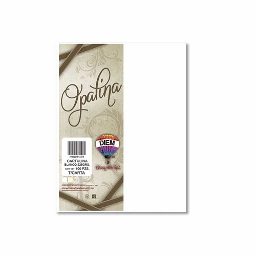 Cartulina Opalina Tamaño Carta Blanco con 100 Hojas
