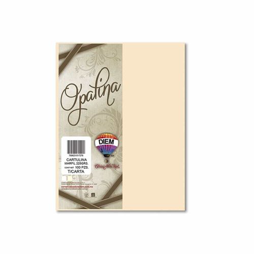 Cartulina Opalina Tamaño Carta Marfil con 100 Hojas