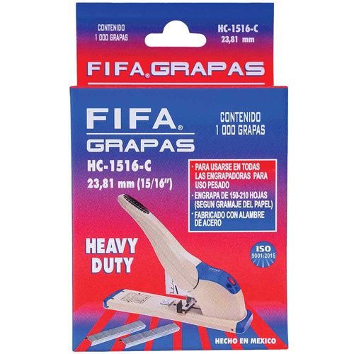 Grapa Standard de 15/16" para Uso Pesado C/1000 Pzas. Fifa