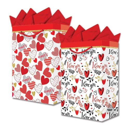 Bolsa de Cartón Mediana de 20 x 29 x 11 cm Corazon Glitter Granmark 879-402/6