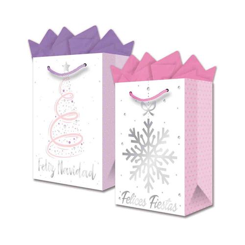 Bolsa de Cartón Mediana de 20 x 29 x 11 cm Pinos y Copos Granmark 879-PINO