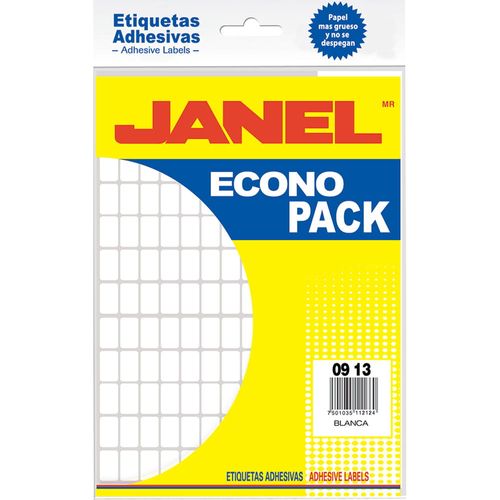 Etiqueta Adhesiva Blanca 9 x 13 mm con 12 Hojas Janel