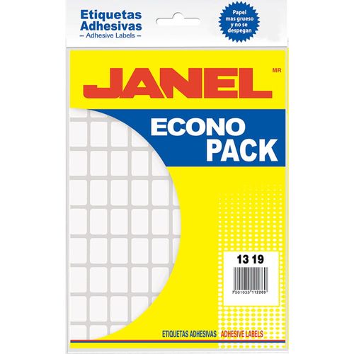 Etiqueta Adhesiva Blanca 13 x 19 mm con 12 Hojas Janel