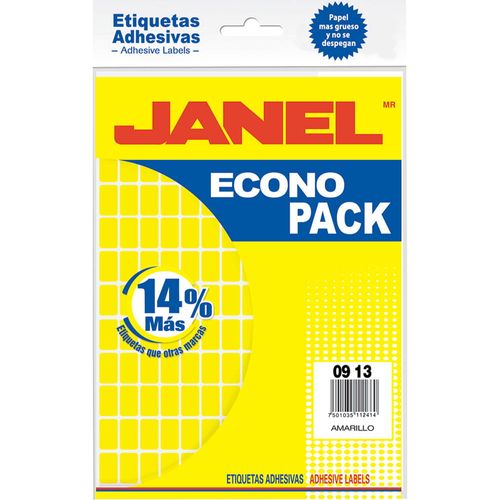 Etiqueta Adhesiva Fluorescente Amarillo 9 x 13 mm con 8 Hojas Janel