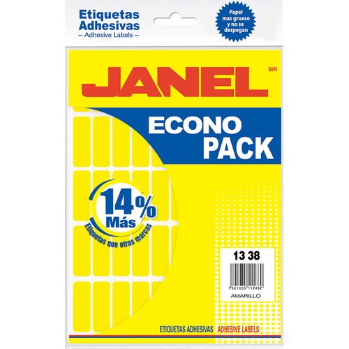 Etiqueta Adhesiva Fluorescente Amarillo 13 x 38 mm con 8 Hojas Janel