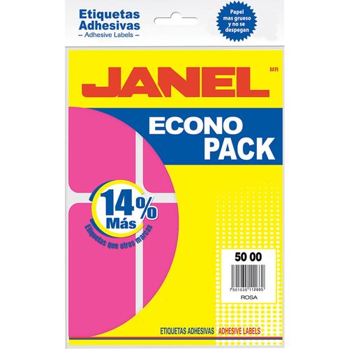 Etiqueta Adhesiva Fluorescente Rosa 50 x 100 mm con 8 Hojas Janel