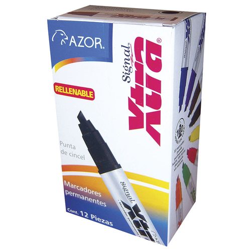 Marcador Permanente Grueso Azul Caja con 12 Piezas Signal