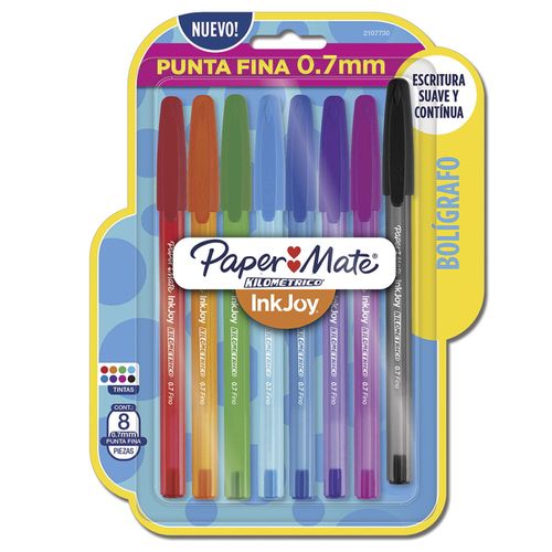 Bolígrafo Punto Fino Stick Fashion Blíster con 8 Piezas Kilométrico