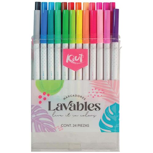 Marcadores para Colorear Delgados Lavables caja con 24 Piezas Kiut Norma 553868