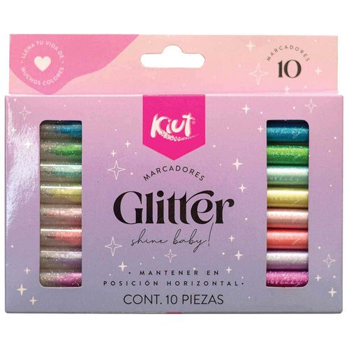 Marcadores Delgados con Glitter Estuche con 10 Piezas Kiut Norma 550757