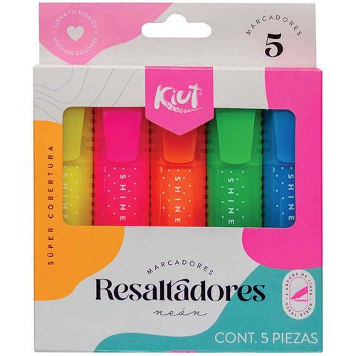 Marcatextos Fluorescentes Gruesos Estuche con 5 Piezas Kiut Norma 557225