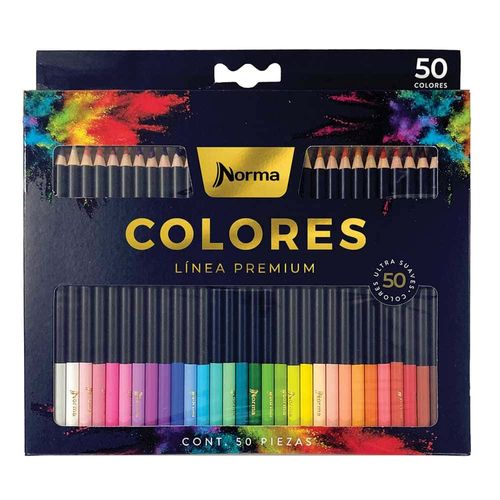 Lápices de Colores Largos Redondos de 4 mm Caja con 50 Piezas Premium 558860