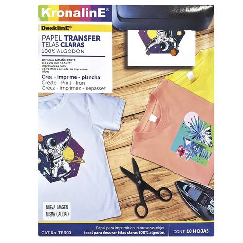 Papel Transfer para Telas Colores con 10 Hojas Kronaline