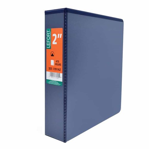 Carpeta con Argolla Vinil Tamaño Carta 2" con Ventana Azul
