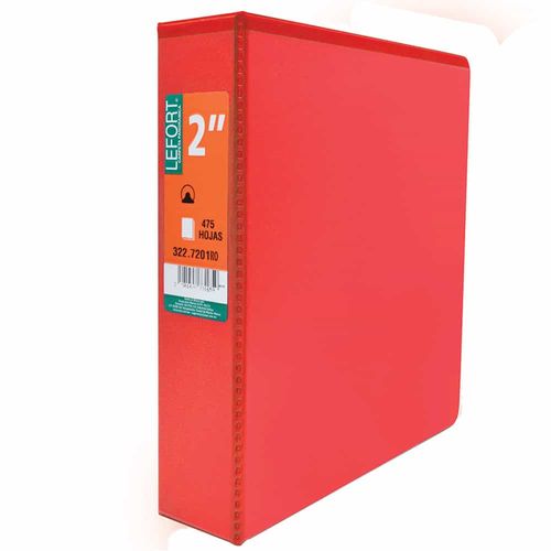 Carpeta con Argolla Vinil tamaño Carta 2" con Ventana Rojo
