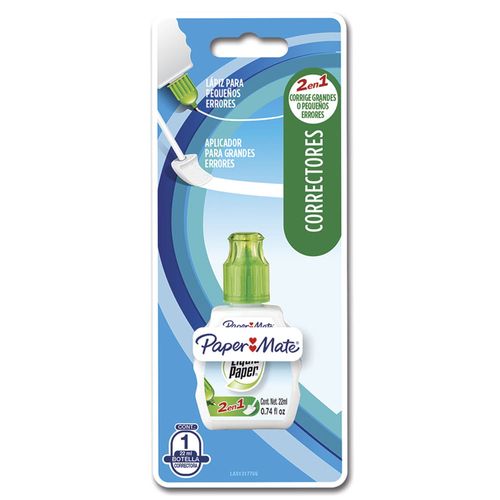 Corrector Liquido Blanco 2 en 1 Papermate