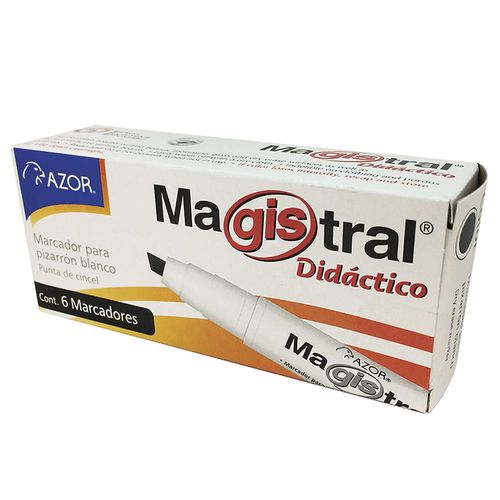 Marcador Para Pizarrón Grueso Negro Caja con 6 Piezas Magistral Didáctico