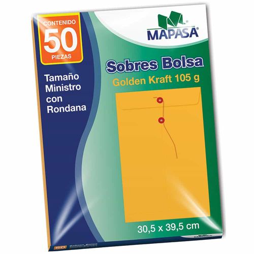 Sobre Bolsa Golden Kraft de 80 kg con Rondana Mini 50 Piezas Mapasa IA0332