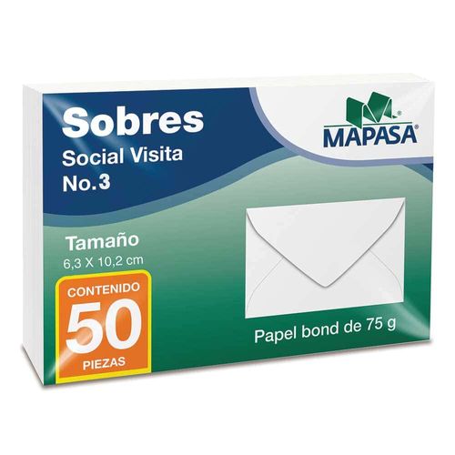 Sobre Visita Blanco de 6.3 x 10.2 cm Paquete con 50 Piezas Mapasa HA0014