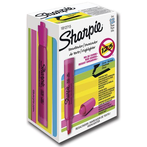 Marcatextos Fluorescente Grueso Rosa Caja con 12 Piezas Sharpie