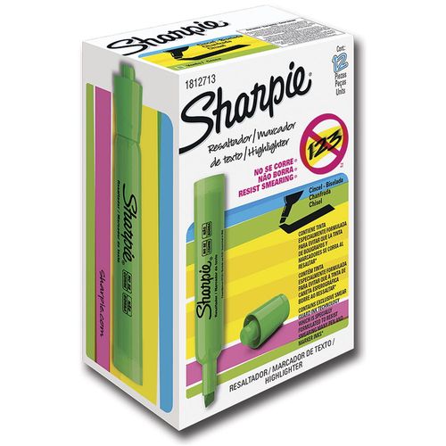 Marcatextos Fluorescente Grueso Verde Caja con 12 Piezas Sharpie