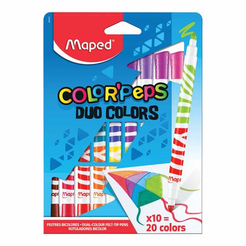 Marcador Para Colorear Delgado Doble Punta Caja con 10 Piezas Duo Tip Maped