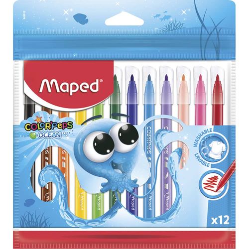 Marcador Para Colorear Delgado Punto Fino Estuche con 12 Piezas Ocean Maped