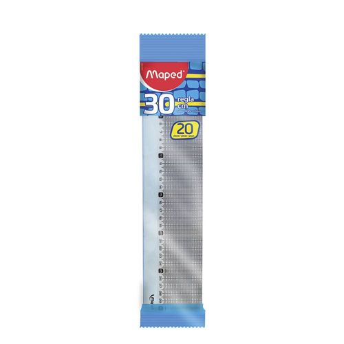 Regla de Plástico Transparente Azul Bolsa con 20 Piezas Maped