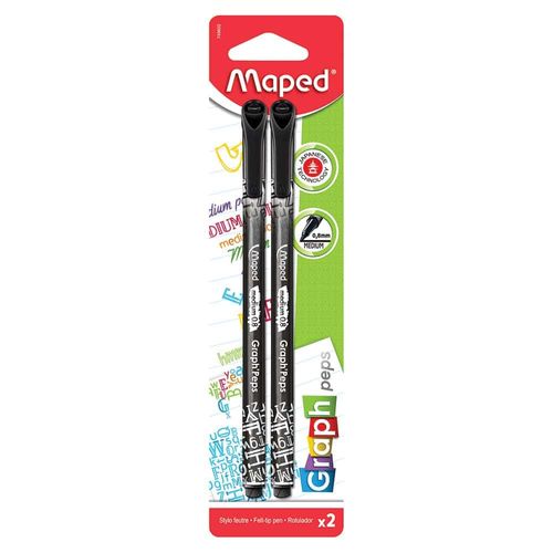 Marcador para Escritura Mediano 0.8 mm Negro Graph Peps Blíster con 2 Piezas Maped 749602