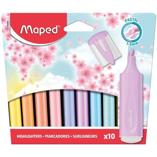 Marcatextos Fluorescente Grueso Colores Pastel Estuche con 10 Piezas Maped 740903