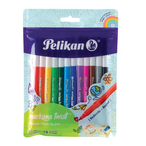 Marcador Para Colorear Delgado Estuche con 12 Piezas Markana Twist Pelikan