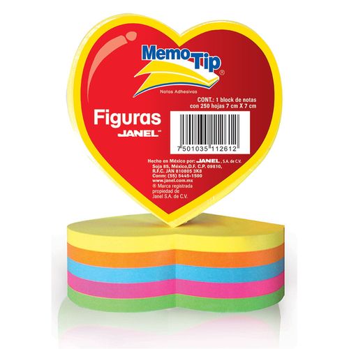 Notas Adhesivas Corazón con 250 Hojas Memo Tip